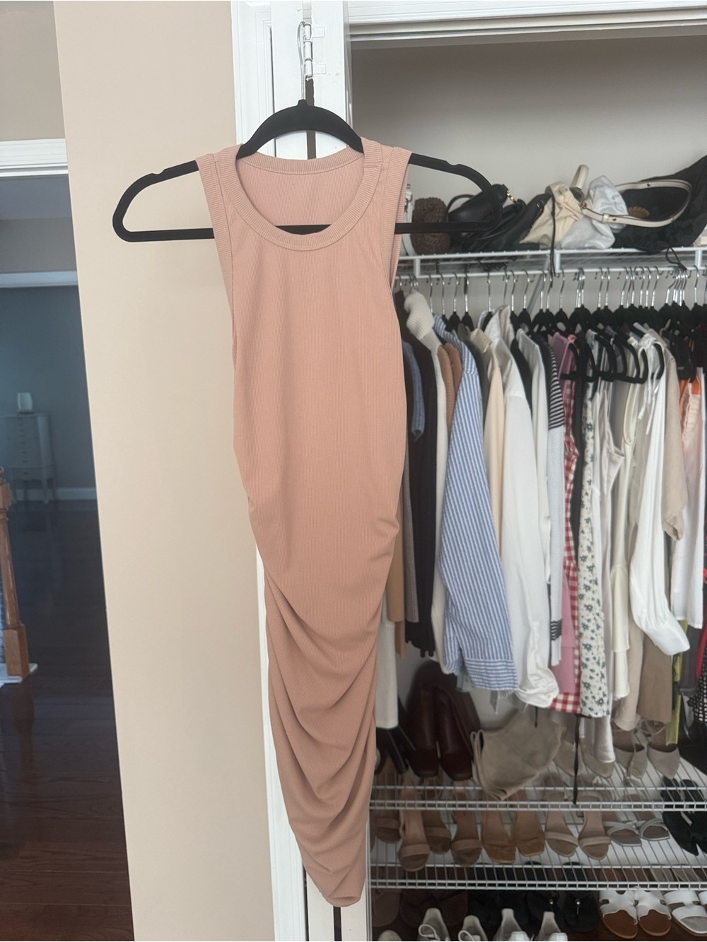 T.J.Maxx Sleeveless Ruched Midi Dress in Dusty Rose